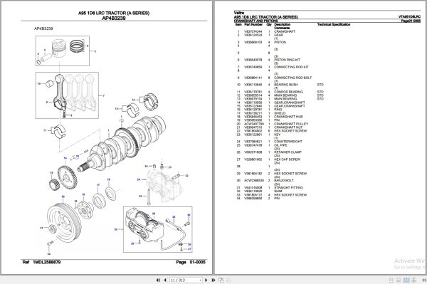 Valtra Tractor A Series A95 1D8 LRC Parts Catalog VTA951D8LRC 2