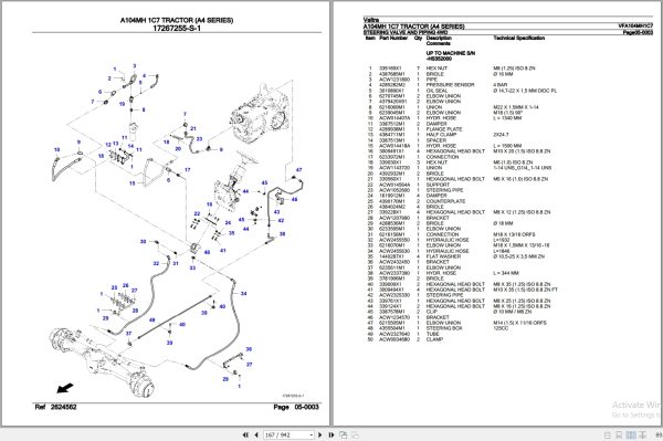 Valtra Tractor A4 Series A104MH 1C7 Parts Catalog VFA104MH1C7 3