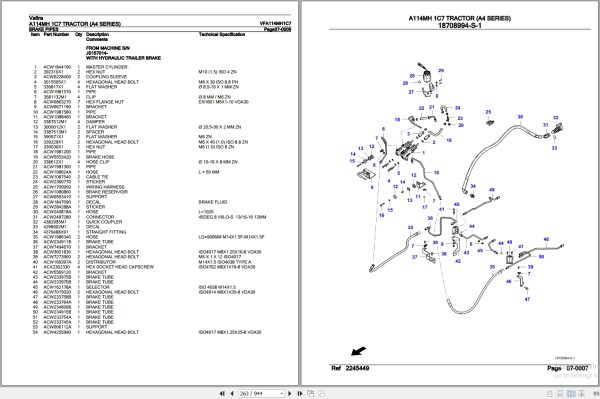 Valtra Tractor A4 Series A114MH 1C7 Parts Catalog VFA114MH1C7 3