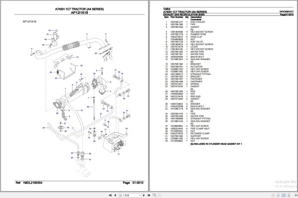 Valtra Tractor A4 Series A74SH 1C7 Parts Catalog VFA74SH1C7 3