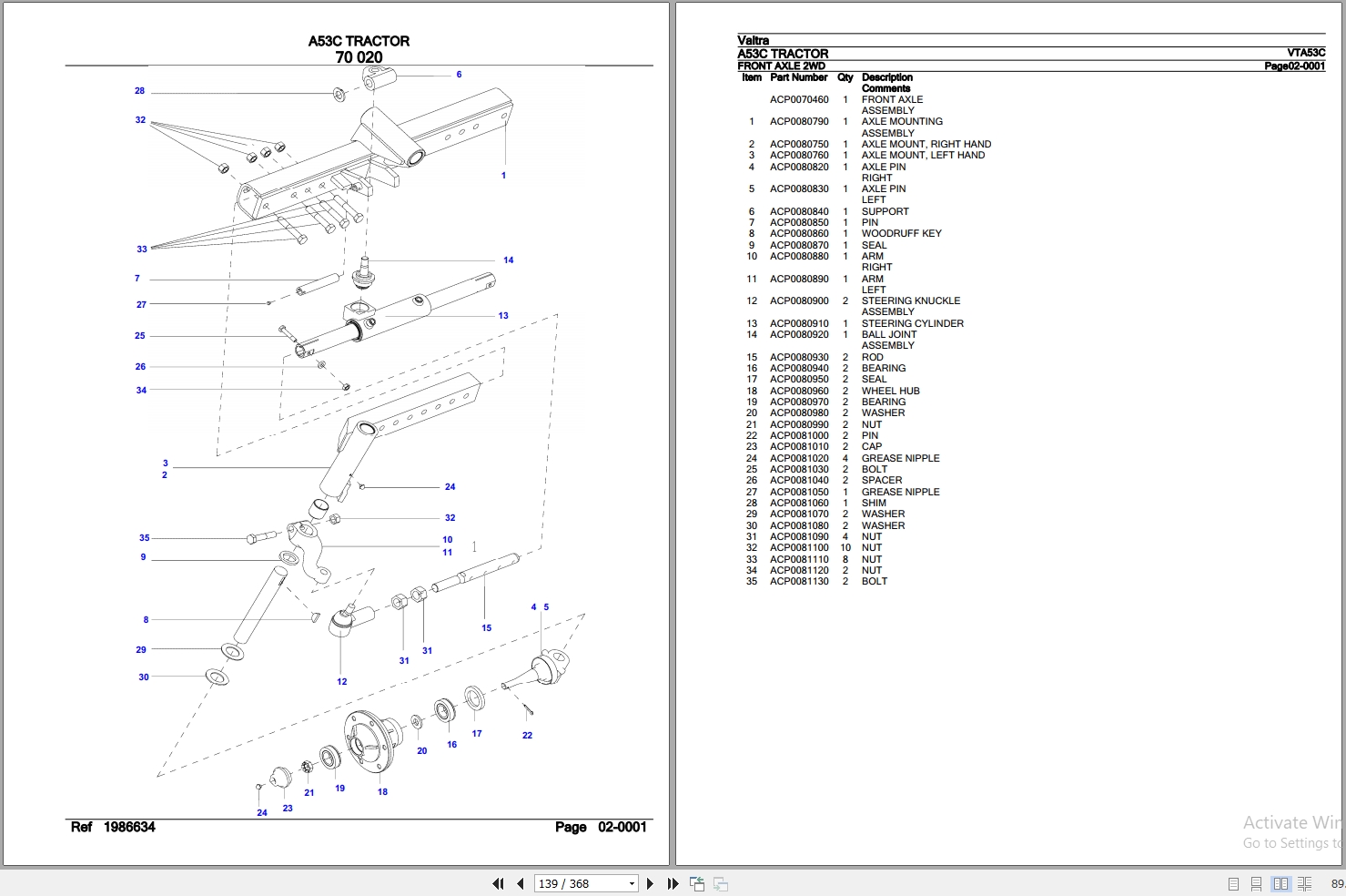 Valtra Tractor A53C Parts Catalog VTA53C 2