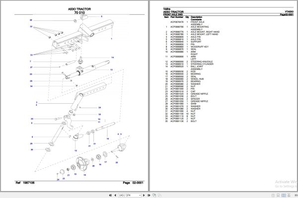 Valtra Tractor A53O Parts Catalog VTA53O 2