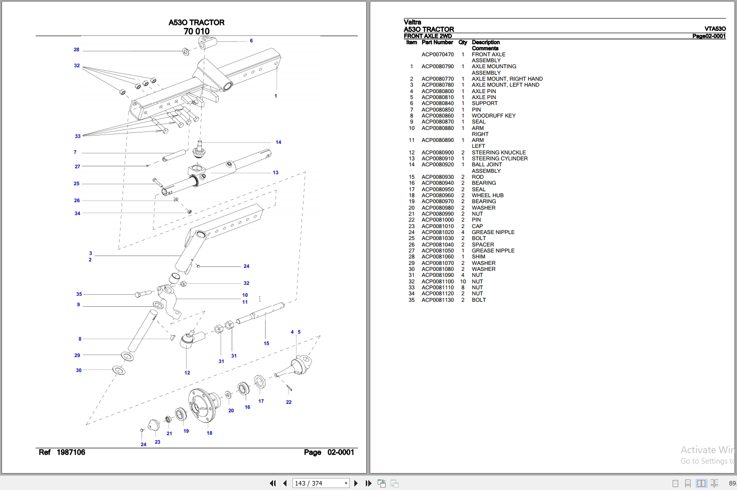 Valtra Tractor A53O Parts Catalog VTA53O 2