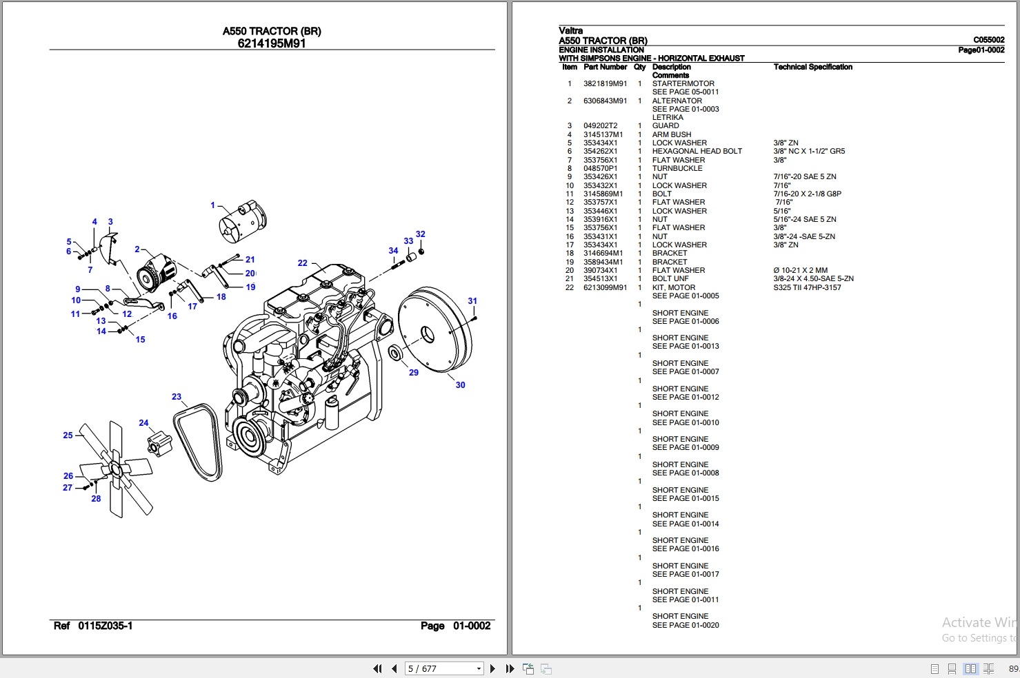 Valtra Tractor A550 BR Parts Catalog C055002 2