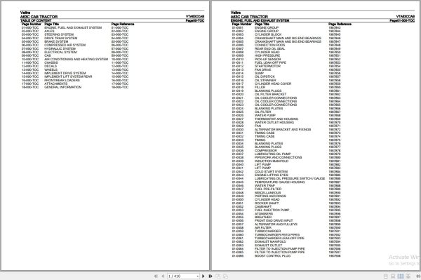 Valtra Tractor A63C CAB Parts Catalog VTA63CCAB 1