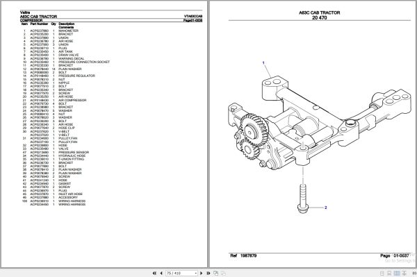 Valtra Tractor A63C CAB Parts Catalog VTA63CCAB 2