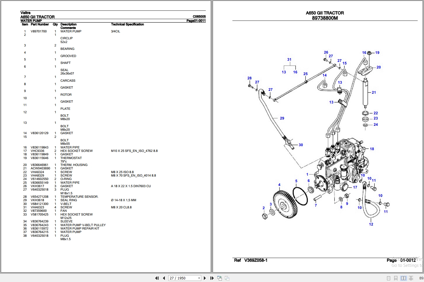 Valtra Tractor A650 GII Parts Catalog C065005 2