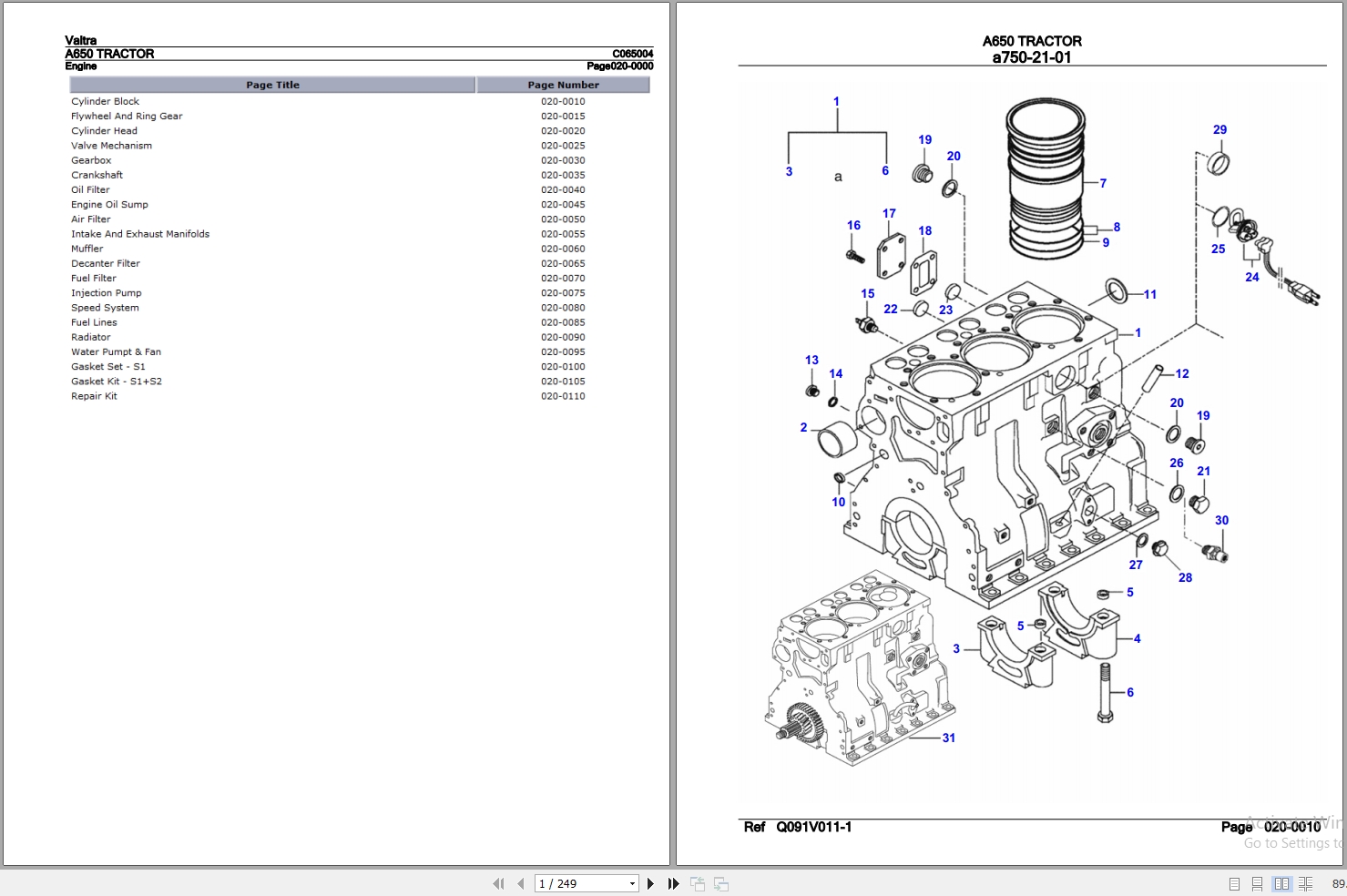 Valtra Tractor A650 Parts Catalog C065004 1