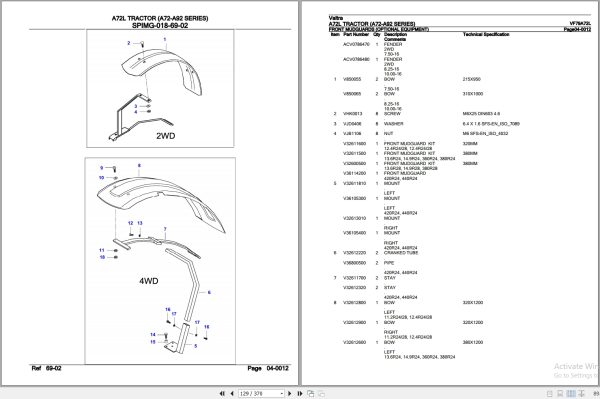 Valtra Tractor A72 A92 Series A72L Parts Catalog VF79A72L 3