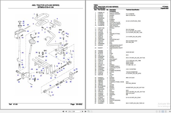 Valtra Tractor A72 A92 Series A82L Parts Catalog VF79A82L 3