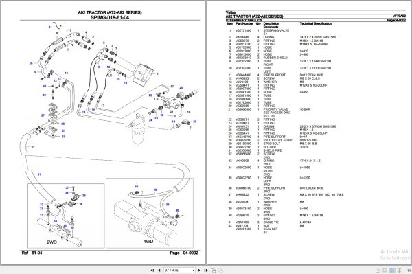 Valtra Tractor A72 A92 Series A92 Parts Catalog VF79A92 3
