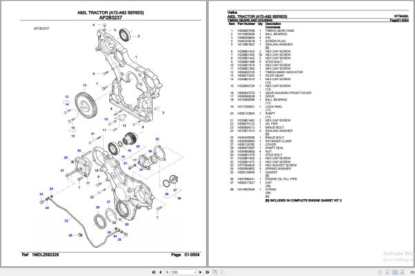 Valtra Tractor A72 A92 Series A92L Parts Catalog VF79A92L 2