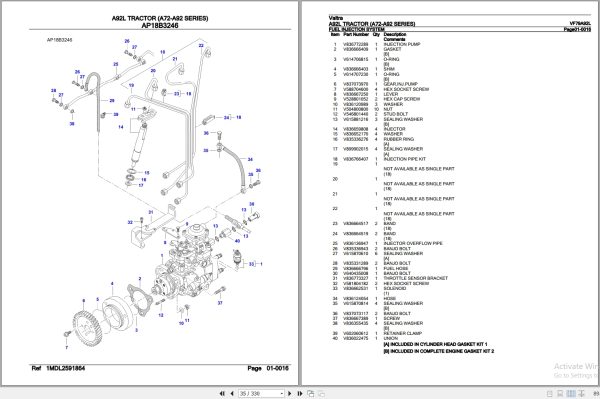 Valtra Tractor A72 A92 Series A92L Parts Catalog VF79A92L 3