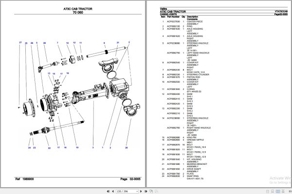 Valtra Tractor A73C CAB Parts Catalog VTA73CCAB 3