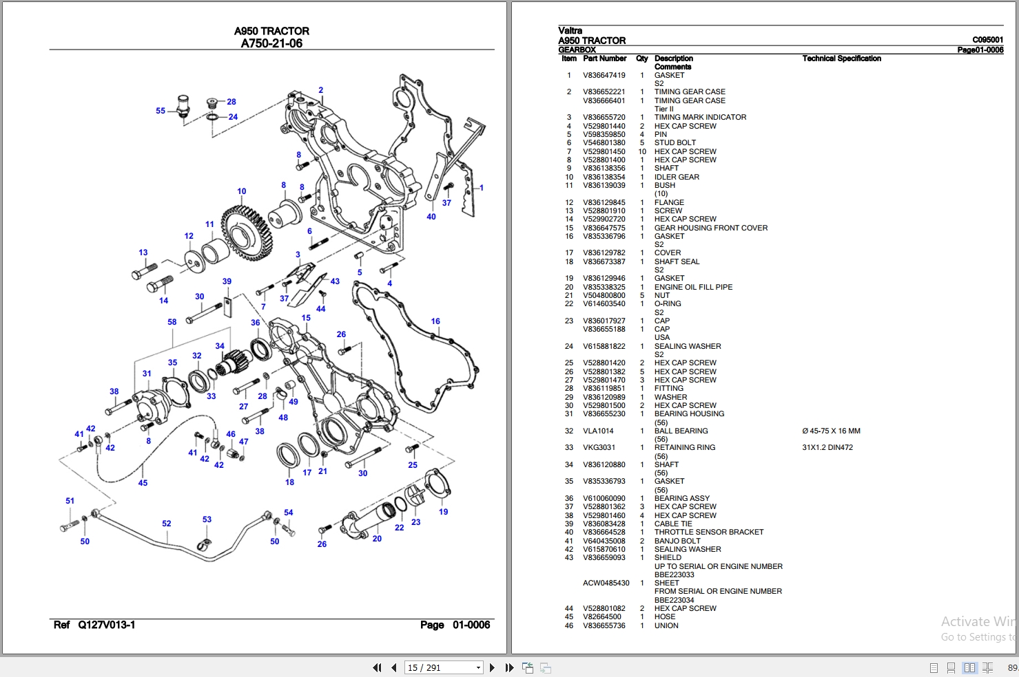 Valtra Tractor A950 Parts Catalog C095001 2