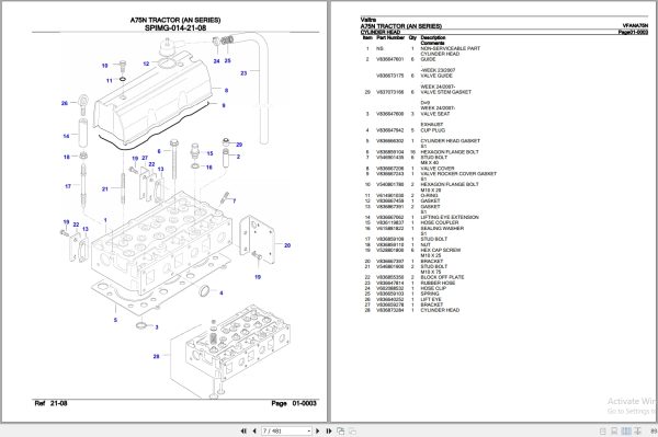 Valtra Tractor AN Series A75N Parts Catalog VFANA75N 2