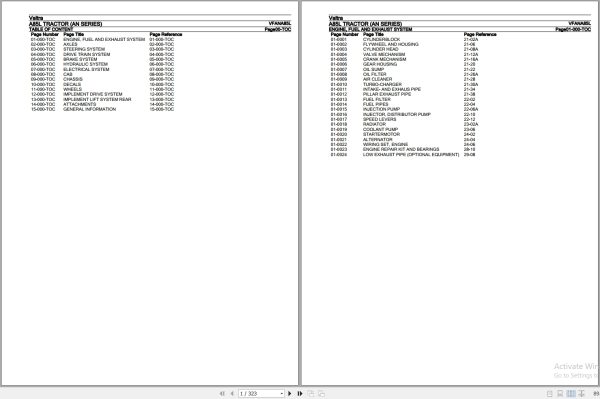 Valtra Tractor AN Series A85L Parts Catalog VFANA85L 1