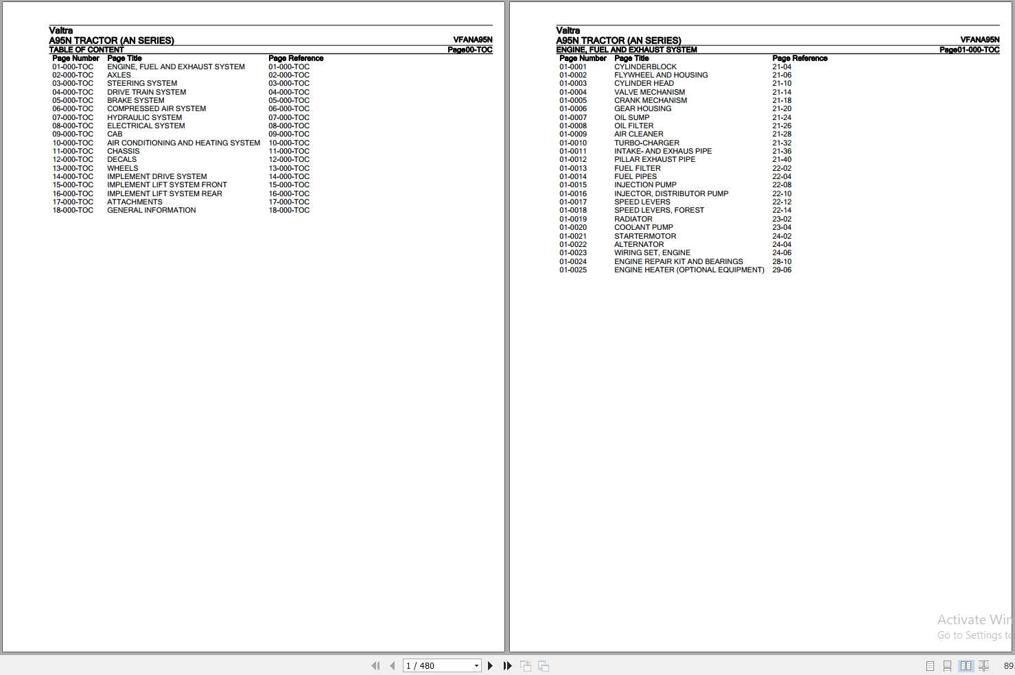 Valtra Tractor AN Series A95N Parts Catalog VFANA95N 1