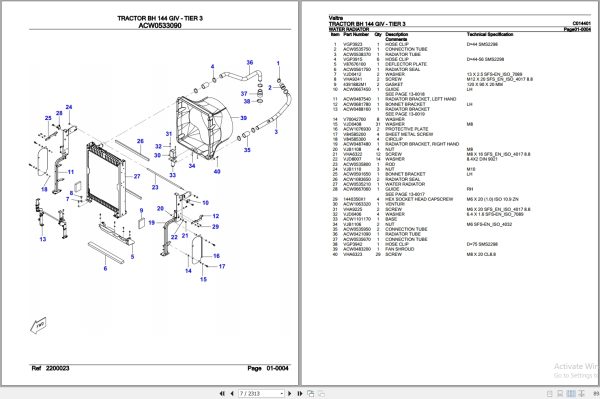 Valtra Tractor BH 144 GIV Tier 3 Parts Catalog C014401 2