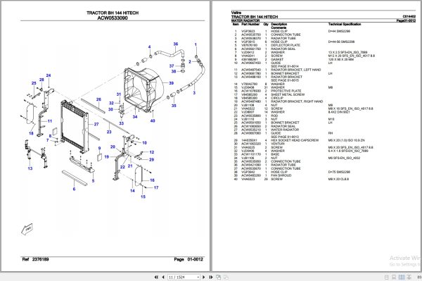 Valtra Tractor BH 144 Hitech Parts Catalog C014402 2