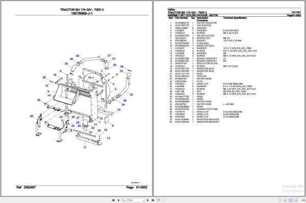 Valtra Tractor BH 174 GIV Tier 3 Parts Catalog C017401 2
