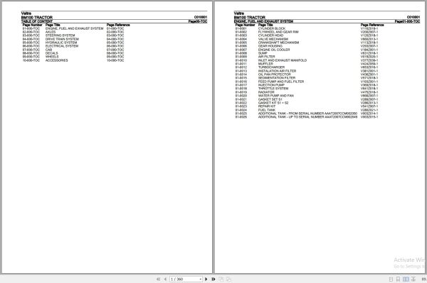 Valtra Tractor BM100 Parts Catalog C010001 1