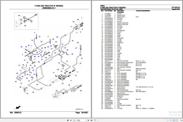 Valtra Tractor F Series F105S 2D0 Parts Catalog VFF105FLRC 2