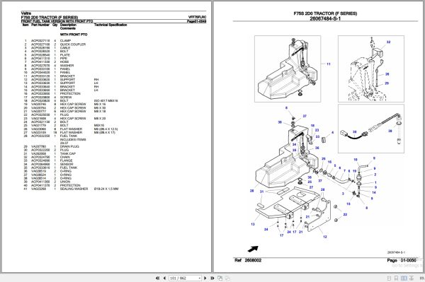 Valtra Tractor F Series F75S 2D0 Parts Catalog VFF75FLRC 2