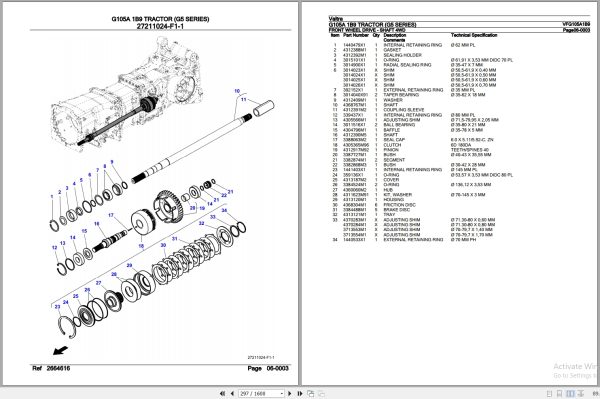 Valtra Tractor G5 Series G105A 1B9 Parts Catalog VFG105A1B9 3