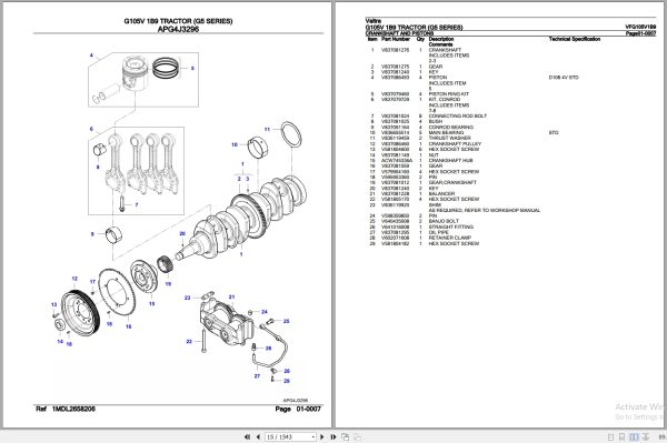 Valtra Tractor G5 Series G105V 1B9 Parts Catalog VFG105V1B9 3