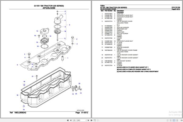 Valtra Tractor G5 Series G115V 1B9 Parts Catalog VFG115V1B9 3