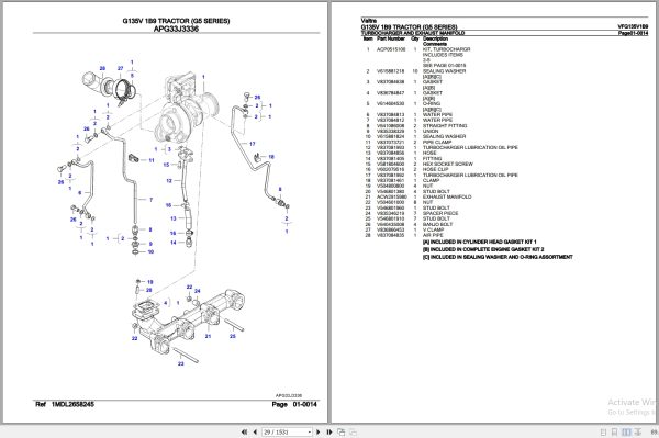 Valtra Tractor G5 Series G135V 1B9 Parts Catalog VFG135V1B9 3