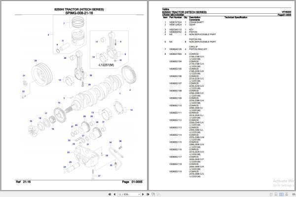 Valtra Tractor Hitech Series 6250HI Parts Catalog VFH6250 3