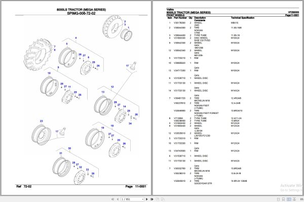 Valtra Tractor Mega Series 8000LS Parts Catalog VFZ8000S 1