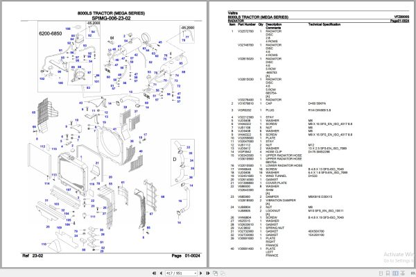 Valtra Tractor Mega Series 8000LS Parts Catalog VFZ8000S 2