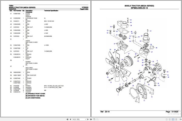 Valtra Tractor Mega Series 8000LS Parts Catalog VFZ8000S 3