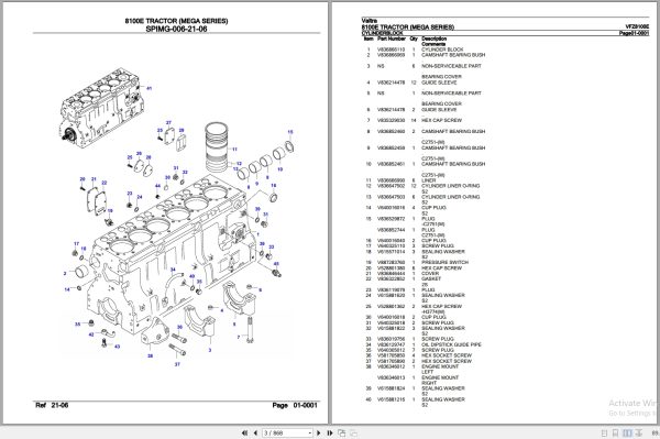 Valtra Tractor Mega Series 8100E Parts Catalog VFZ8100E 2