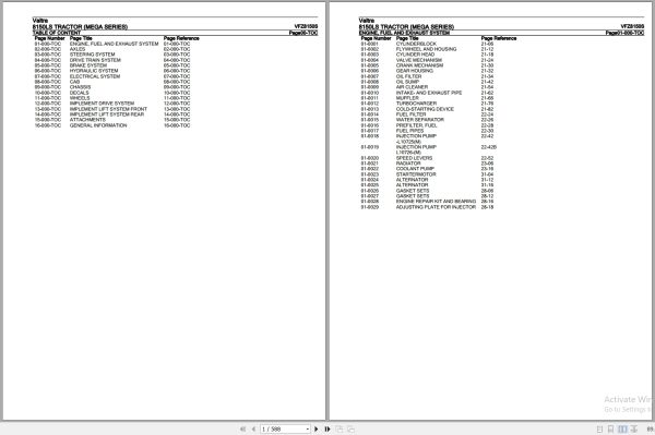 Valtra Tractor Mega Series 8150LS Parts Catalog VFZ8150S 1