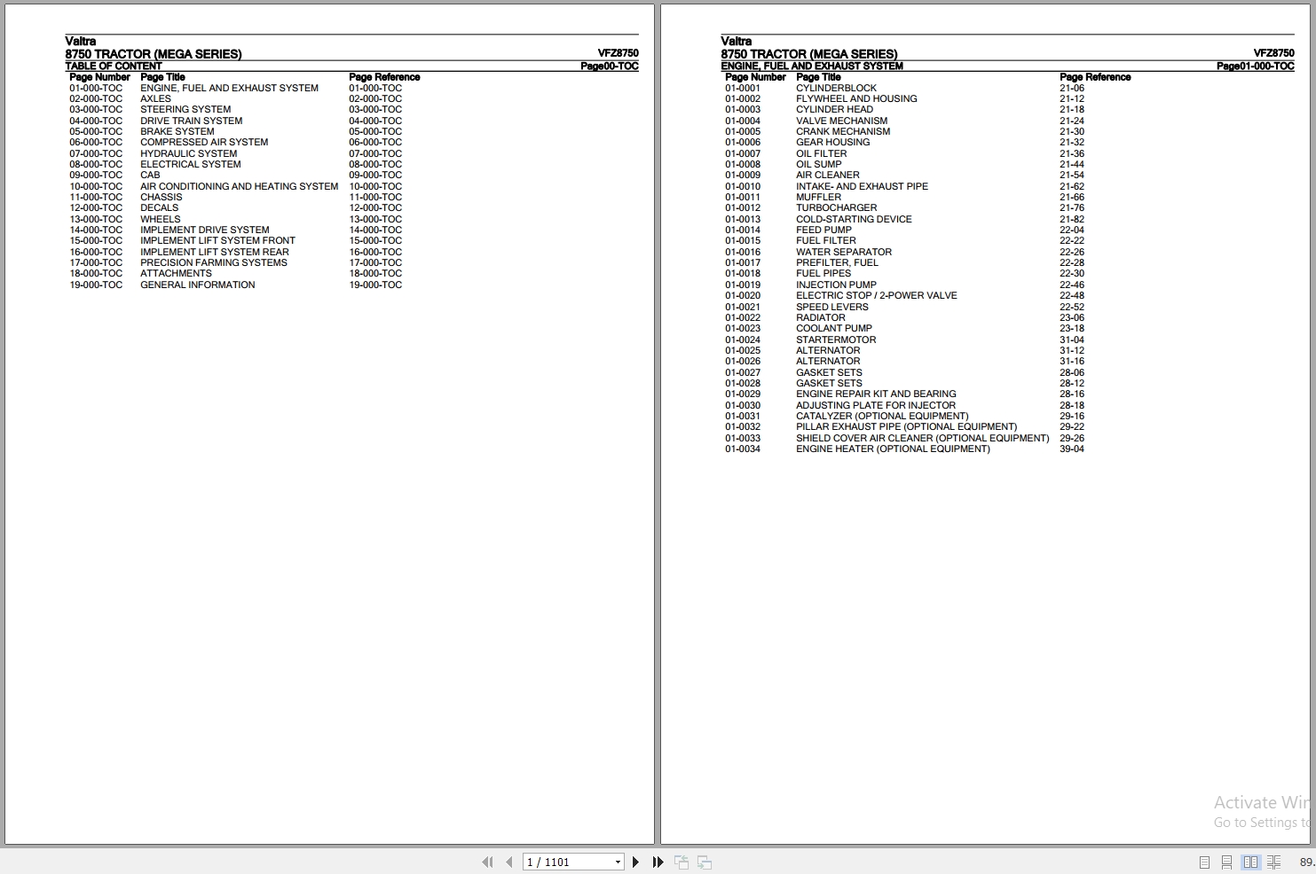 Valtra Tractor Mega Series 8750 Parts Catalog VFZ8750 1