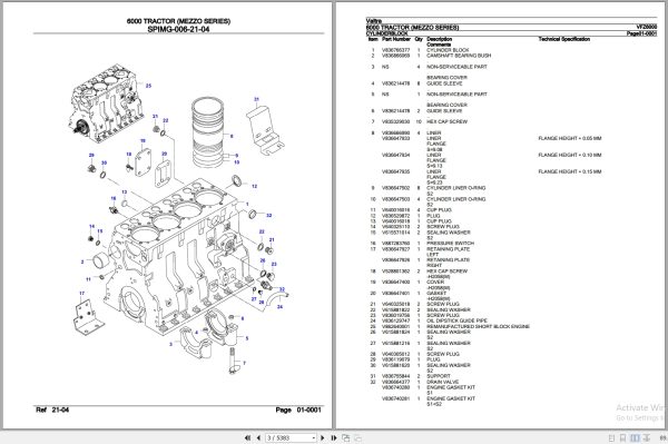 Valtra Tractor Mezzo Series 6000 Parts Catalog VFZ6000 2
