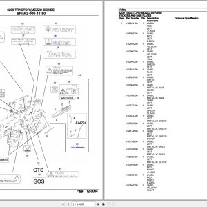 Valtra Tractor Mezzo Series 6200 Parts Catalog VFZ6200 1