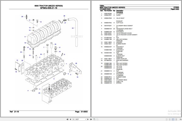 Valtra Tractor Mezzo Series 6600 Parts Catalog VFZ6600 3