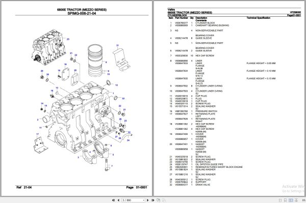 Valtra Tractor Mezzo Series 6800E Parts Catalog VFZ6800E 2