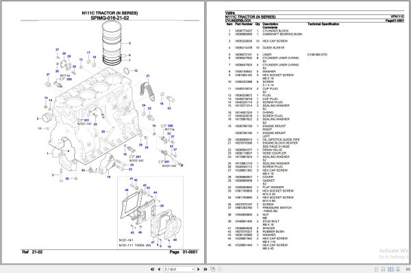 Valtra Tractor N Series N111C Parts Catalog VFN111C 2