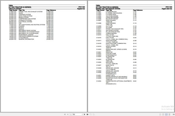 Valtra Tractor N Series N111EH Parts Catalog VFN111EH 1
