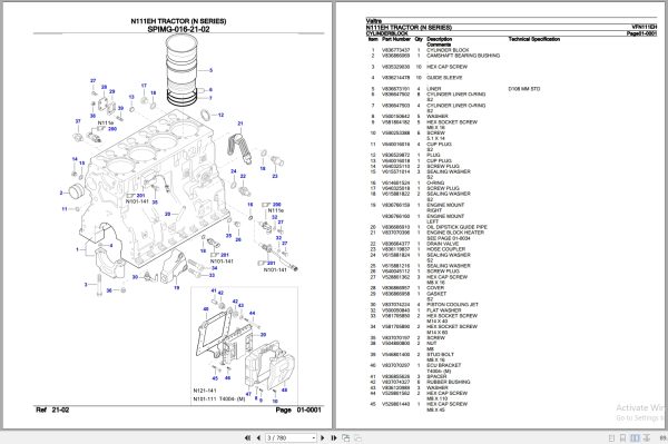 Valtra Tractor N Series N111EH Parts Catalog VFN111EH 2