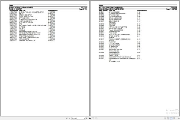 Valtra Tractor N Series N111ELS Parts Catalog VFN111EL 1