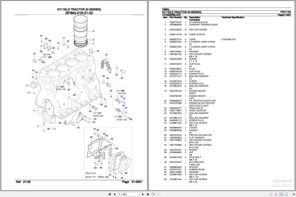 Valtra Tractor N Series N111ELS Parts Catalog VFN111EL 2