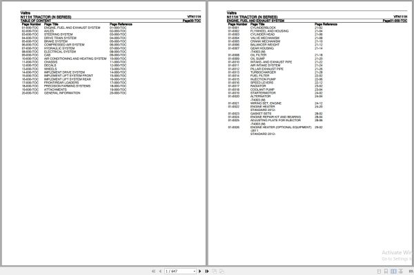 Valtra Tractor N Series N111H Parts Catalog VFN111H 1