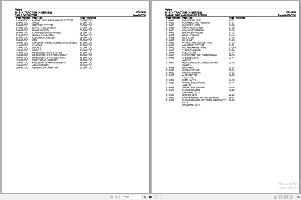 Valtra Tractor N Series N141H Parts Catalog VFN141H 1